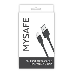 MYSAFE NB CABLE P156 LIGHTNING USB 1M BLACK