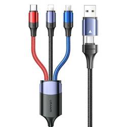USAMS Kabel U71 3w1 1.2m 3A Fast Charge czarny/black (USB/USB-C na lightning/microUSB/USB-C) SJ549USB01(US-SJ549)