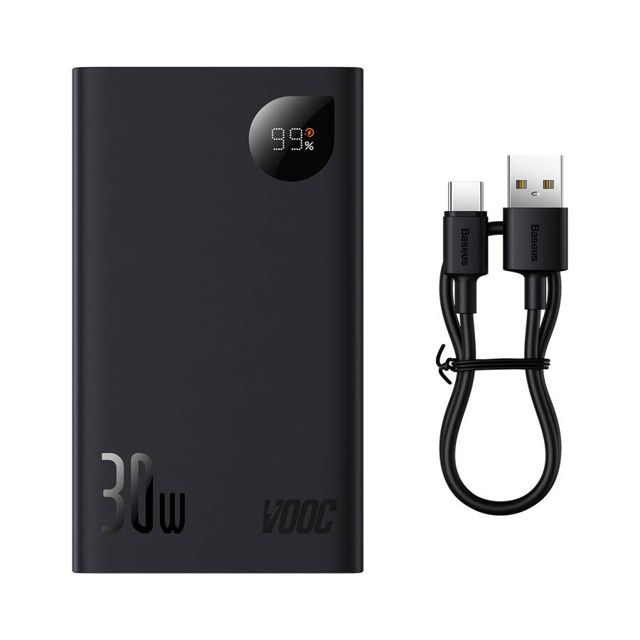 BASEUS ADAMAN2 POWERBANK WITH DIGITAL DISPLAY 20000MAH 30W 2 X USB / 1X USB TYPE C POWER DELIVERY QUICK CHARGE SCP, OPPO SUPER VOOC BLACK (PPAD050101)