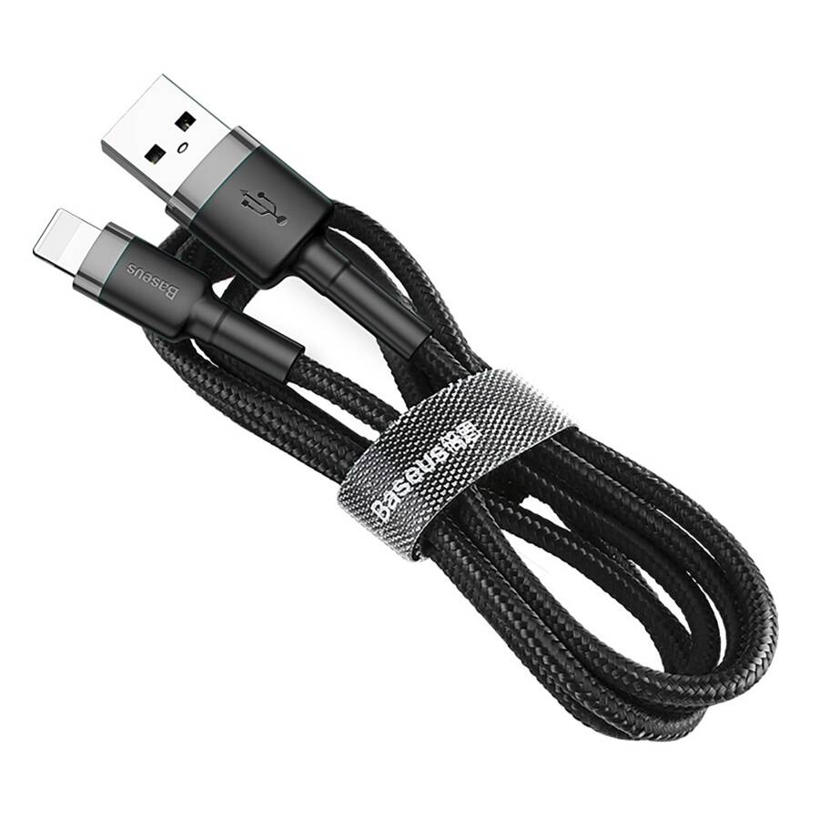 BASEUS CAFULE CABLE DURABLE NYLON BRAIDED WIRE USB / LIGHTNING QC3.0 2A 3M BLACK-GRAY (CALKLF-RG1)