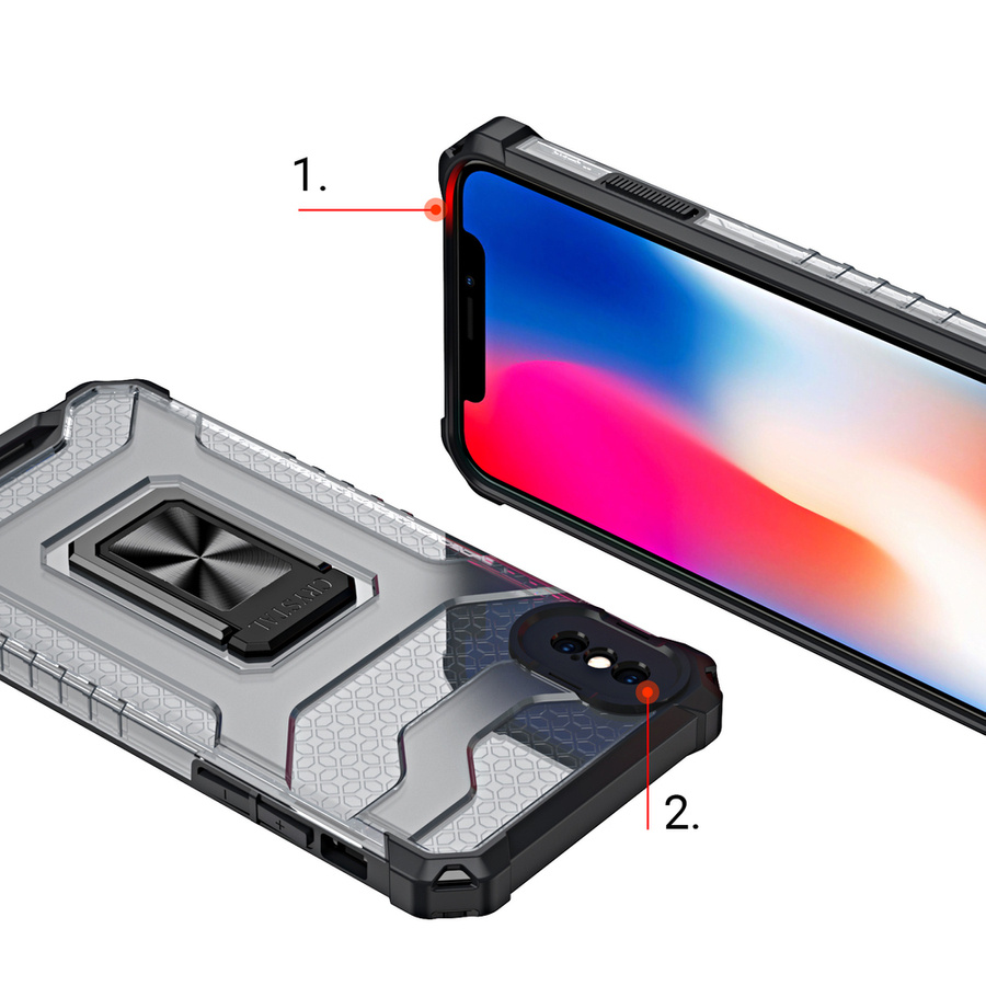 CRYSTAL RING CASE KICKSTAND TOUGH RUGGED COVER FOR IPHONE XS MAX BLUE