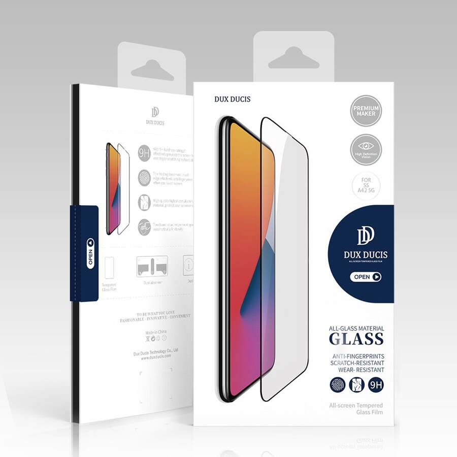 DUX DUCIS 9D TEMPERED GLASS TOUGH SCREEN PROTECTOR FULL COVERAGED WITH FRAME FOR SAMSUNG GALAXY A42 5G BLACK (CASE FRIENDLY)