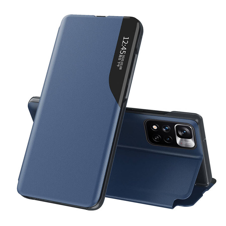 ECO LEATHER VIEW CASE ELEGANT CASE WITH FLIP COVER AND STAND FUNCTION XIAOMI REDMI NOTE 11 PRO+ 5G (CHINA) / 11 PRO 5G (CHINA) / MI11I HYPERCHARGE / POCO X4 NFC 5G BLUE