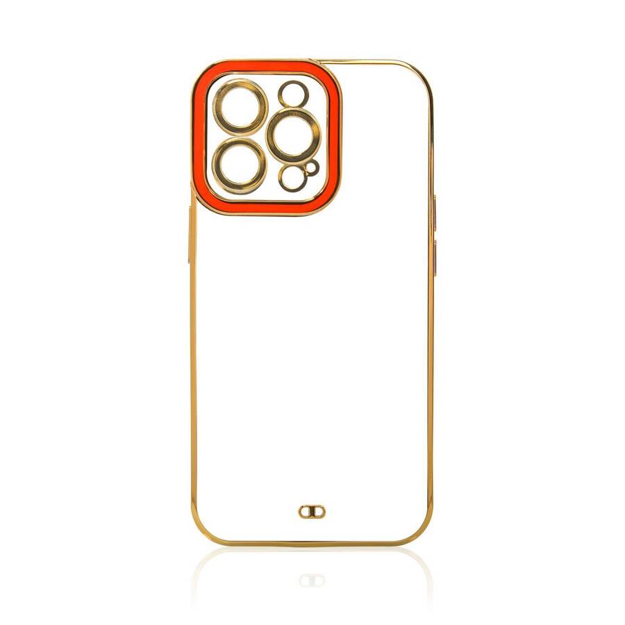 FASHION CASE FOR IPHONE 12 GOLD FRAME GEL COVER RED