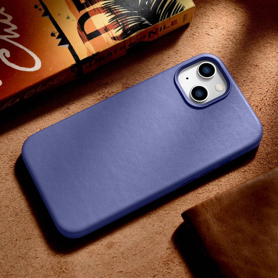 ICARER CASE LEATHER COVER GENUINE LEATHER IPHONE 14 PLUS LIGHT PURPLE (MAGSAFE COMPATIBLE)