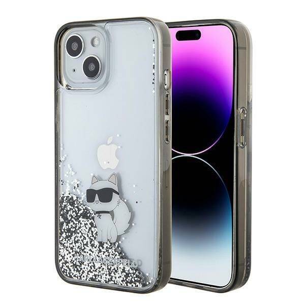 Karl Lagerfeld KLHCP15SLKCNSK iPhone 15 6.1" transparent hardcase Liquid Glitter Choupette