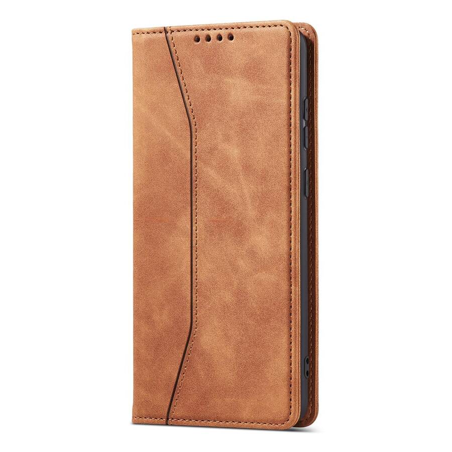 MAGNET FANCY CASE CASE FOR SAMSUNG GALAXY S22 ULTRA COVER CARD WALLET CARD STAND BROWN