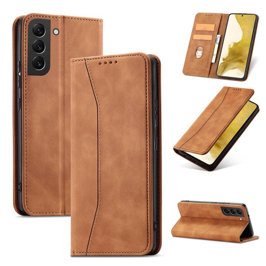 MAGNET FANCY CASE FOR SAMSUNG GALAXY S23 ULTRA COVER WITH FLIP WALLET STAND BROWN