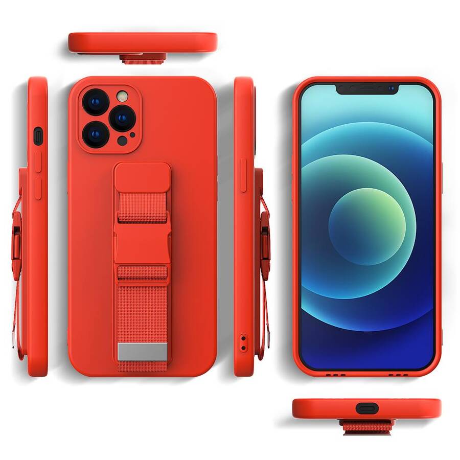 ROPE CASE GEL TPU AIRBAG CASE COVER WITH LANYARD FOR XIAOMI REDMI NOTE 10 5G / POCO M3 PRO RED