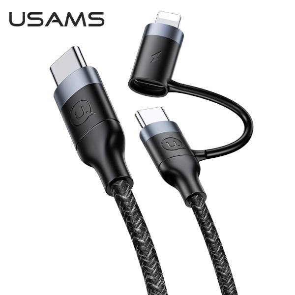 USAMS CABLE TWISTED 2XUSB-C FOR LIGHTNING 60W 1.2M FAST CHARGE BLACK