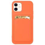 CARD CASE SILICONE WALLET CASE WITH CARD HOLDER DOCUMENTS FOR IPHONE 12 ORANGE