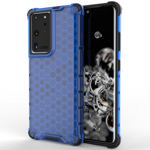 HONEYCOMB CASE ARMOR COVER WITH TPU BUMPER FOR SAMSUNG GALAXY S21 ULTRA 5G BLUE