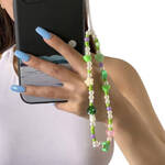 LANYARD FOR THE PHONE, PENDANT, GREEN STRING BEADS