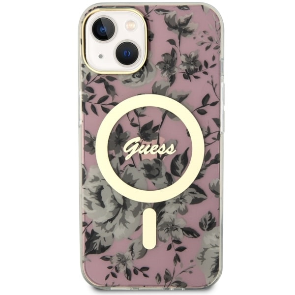 Guess GUHMP14MHCFWSP iPhone 14 Plus/ / 15 Plus 6.7" różowy/pink hardcase Flower MagSafe