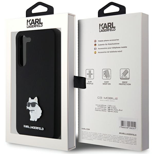 Etui Karl Lagerfeld Silicone Choupette Metal Pin na Samsung Galaxy S23+ - czarne