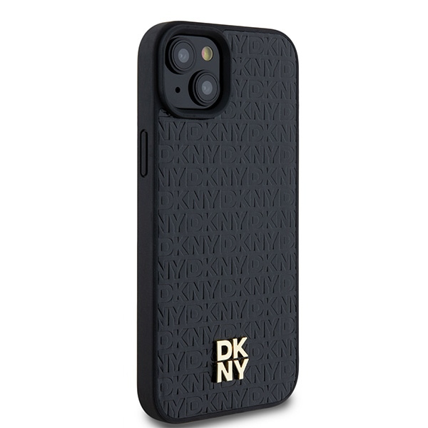 DKNY DKHMP15SPSHRPSK iPhone 15 / 14 / 136.1" czarny/black hardcase Leather Pattern Metal Logo MagSafe