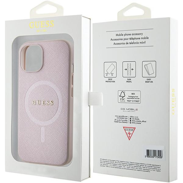 Guess GUHMP15MPSAHMCP iPhone 15 Plus / 14 Plus 6.7" różowy/pink hardcase Saffiano MagSafe