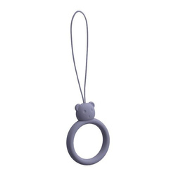 SILICONE PHONE LANYARD RING BEAR GRAY-BLUE