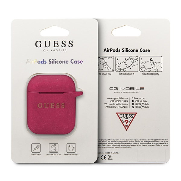 Guess GUACCSILGLFU AirPods 1/2 coverfuksja/fuchsia Silicone Glitter