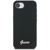 Etui Guess Silicone Script Metal Logo    MagSafe do iPhone 16e czarny