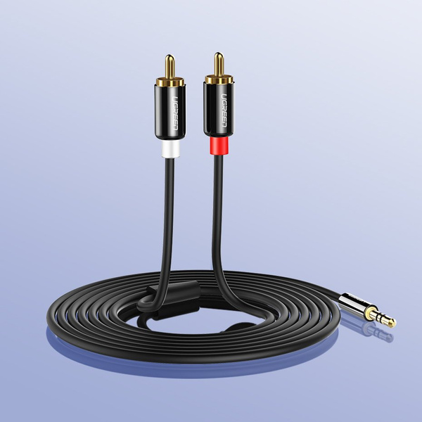 Kabel Ugreen AV116 10590 audio mini jack 3,5 mm (męski) / 2RCA (męski) 3m - czarny