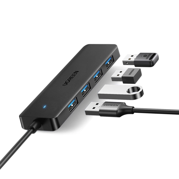 HUB Ugreen CM219 25851 z 4 portami USB-A 3.0 i kablem USB-A 3.0 15cm - czarny