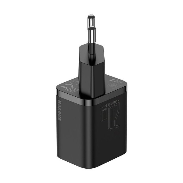 BASEUS SUPER SI 1C FAST WALL CHARGER USB TYPE C 20 W POWER DELIVERY + USB TYPE C - LIGHTNING CABLE 1 M BLACK (TZCCSUP-B01)