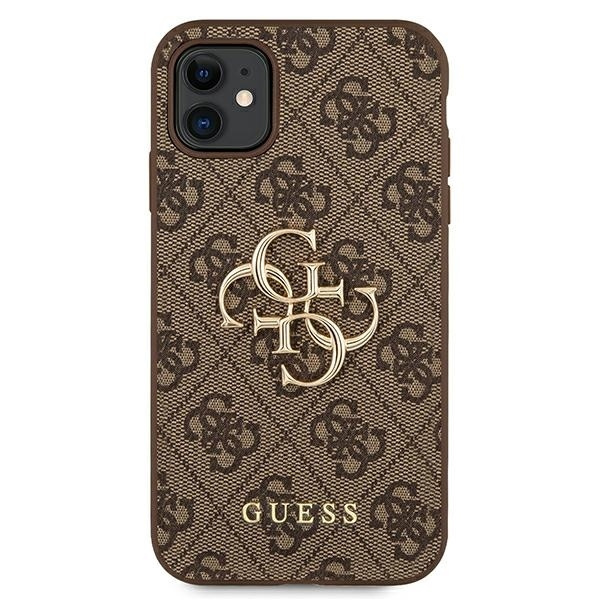 Guess case for iPhone 11 / XR from the 4G Big Metal Logo series - brown