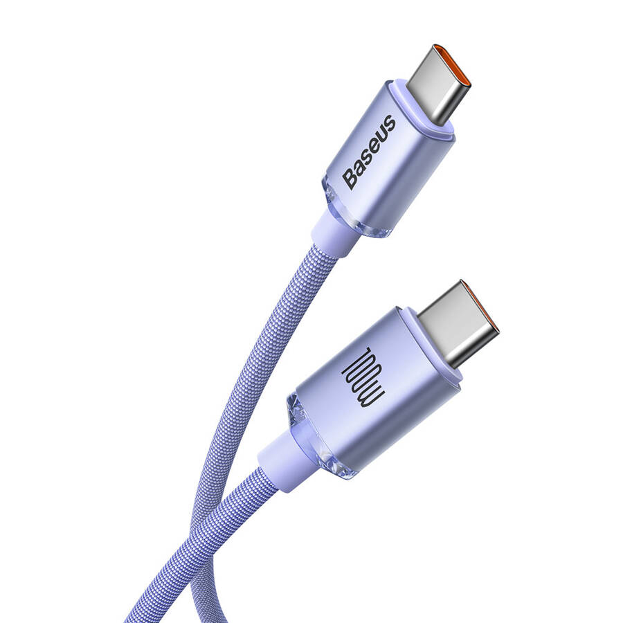 Baseus Crystal Shine Series kabel przewód USB do szybkiego ładowania i transferu danych USB Typ C - USB Typ C 100W 1,2m fioletowy (CAJY000605)