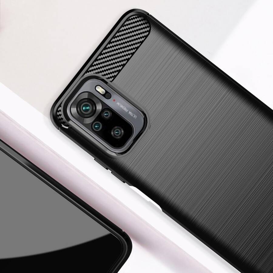 Carbon Case elastyczne etui pokrowiec Xiaomi Redmi Note 10 / Redmi Note 10S czarny