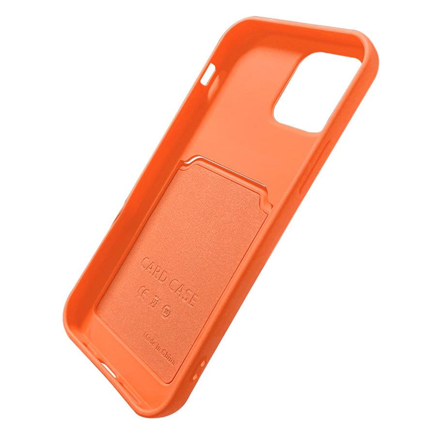Card Case silikonowe etui portfel z kieszonką na kartę dokumenty do iPhone 12 mini pomarańczowy