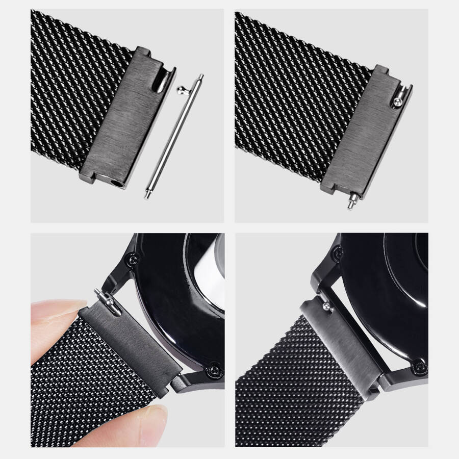 Dux Ducis Magnetic Strap pasek do Samsung Galaxy Watch / Huawei Watch / Honor Watch (20mm band) magnetyczna opaska czarny (Milanese Version)