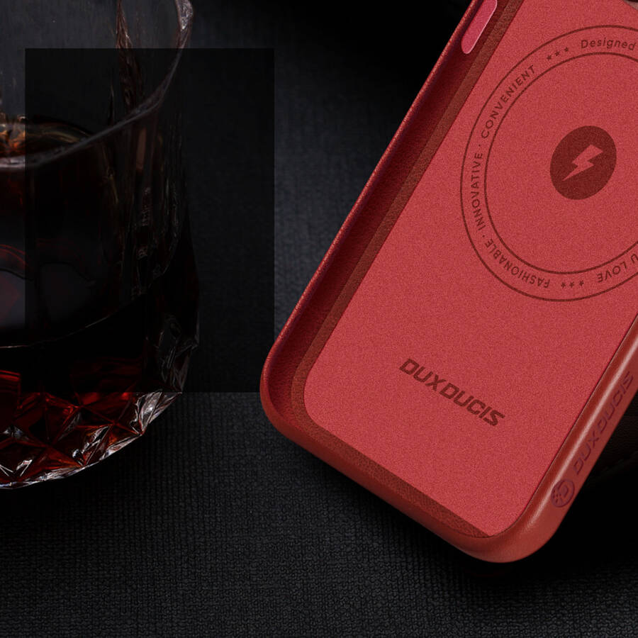 Dux Ducis Naples etui do iPhone 13 skórzany pokrowiec (kompatybilny z MagSafe) czerwony