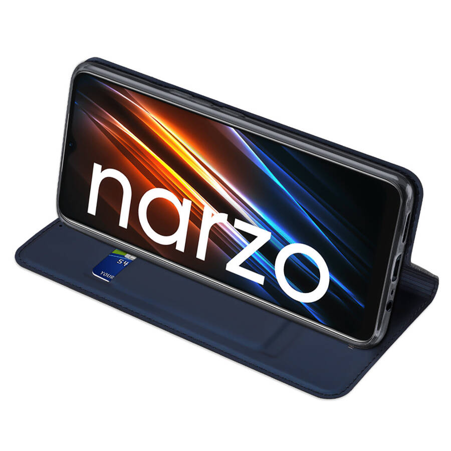 Dux Ducis Skin Pro etui Realme C30 / Realme Narzo 50i Prime pokrowiec z klapką portfel na kartę podstawka niebieskie