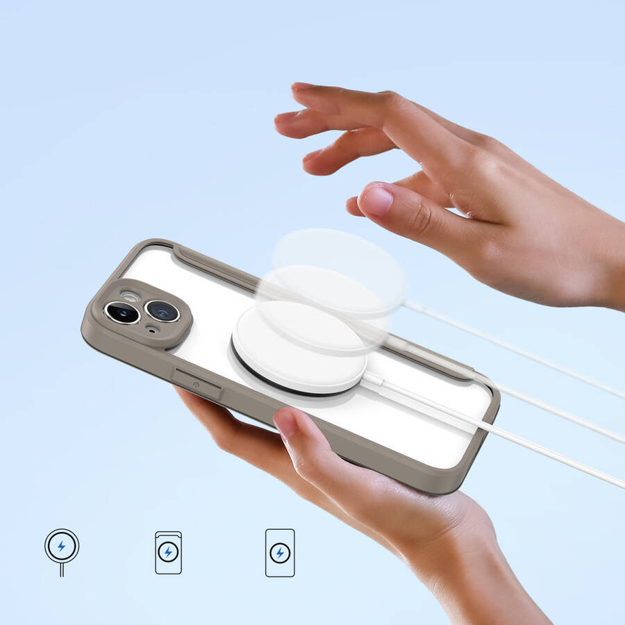 Dux Ducis Skin X Pro etui iPhone 14 Plus magnetyczny pokrowiec MagSafe z klapką beżowy