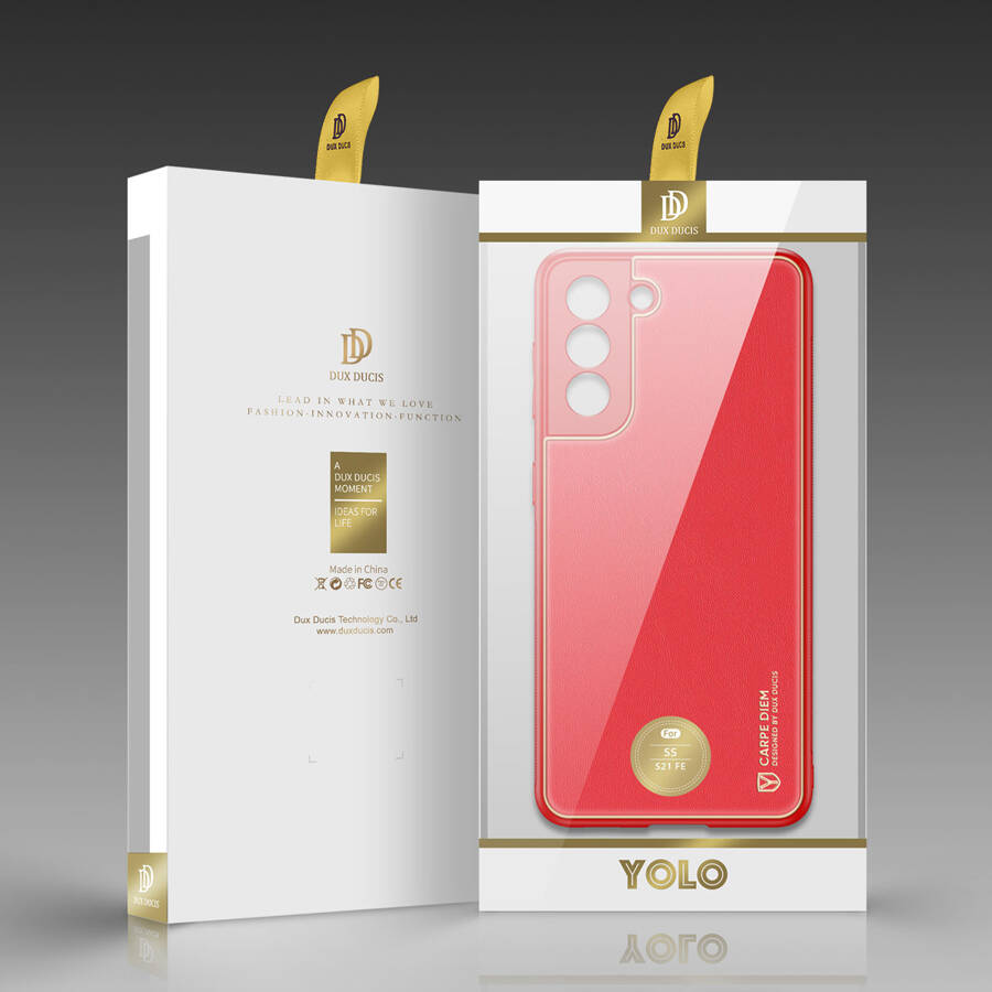 Dux Ducis Yolo eleganckie etui pokrowiec ze skóry ekologicznej Samsung Galaxy S21 FE czerwony