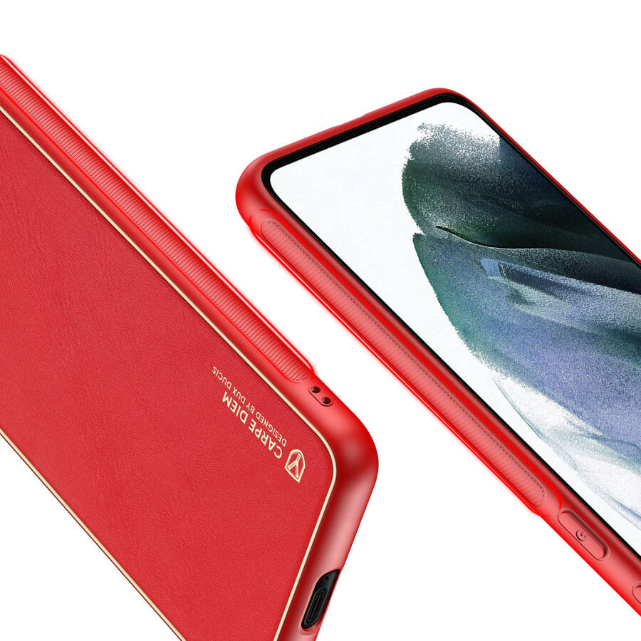 Dux Ducis Yolo eleganckie etui pokrowiec ze skóry ekologicznej Samsung Galaxy S21 FE czerwony