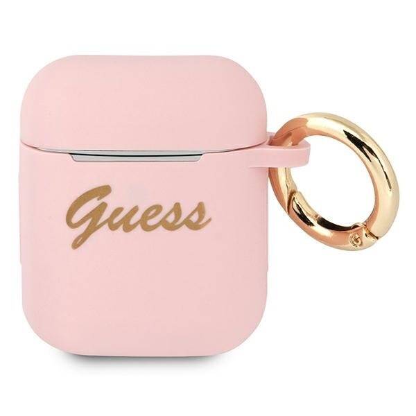 GUESS GUA2SSSI AIRPODS 1/2 COVER RÓŻOWY/PINK SILICONE VINTAGE SCRIPT