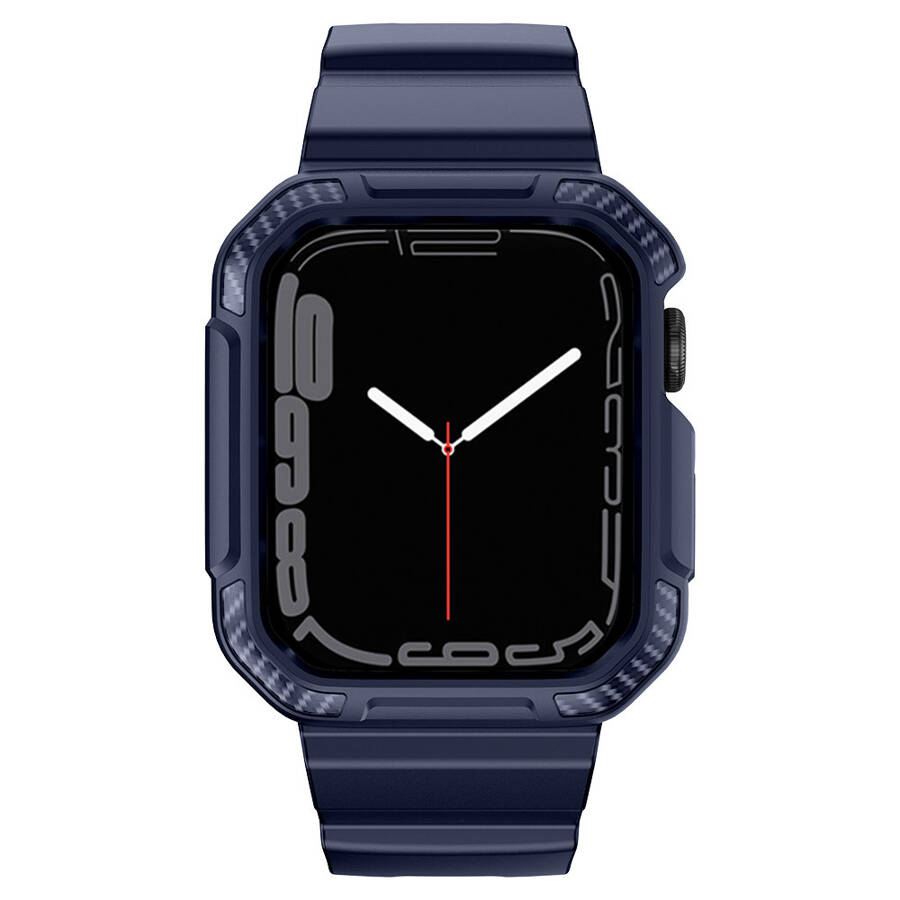 Kingxbar CYF106 2w1 pancerne etui Apple Watch SE, 8, 7, 6, 5, 4, 3, 2, 1 (41, 40, 38 mm) z paskiem niebieskie