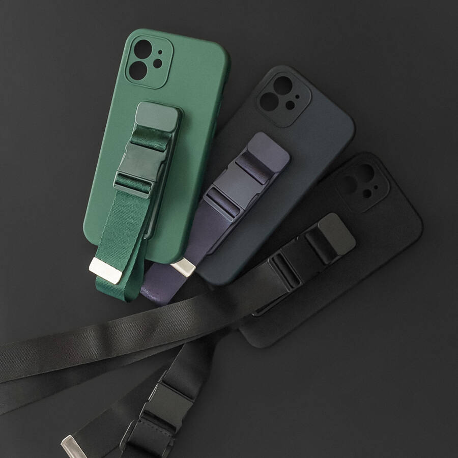 Rope case żelowe etui ze smyczą łańcuszkiem torebka smycz Xiaomi Redmi 10X 4G / Xiaomi Redmi Note 9 czarny
