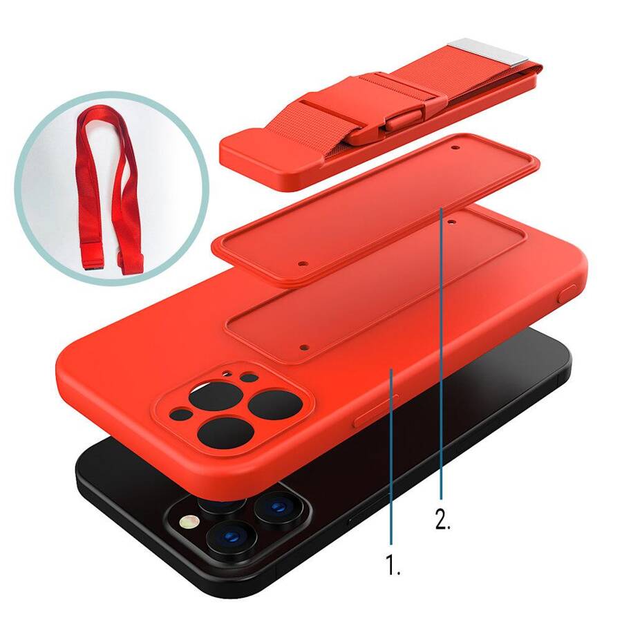 Rope case żelowe etui ze smyczą łańcuszkiem torebka smycz Xiaomi Redmi Note 9 Pro / Redmi Note 9S granatowy