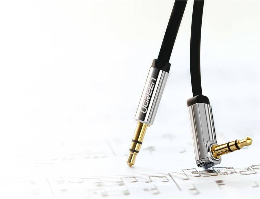 Ugreen płaski kabel przewód audio AUX 3,5 mm mini jack 1m srebrny (10597)