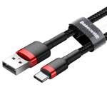 Baseus Cafule Cable wytrzymały nylonowy kabel przewód USB / USB-C QC3.0 3A 0,5M czarno-czerwony (CATKLF-A91)